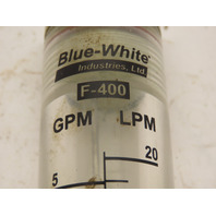 Blue-White F-400 Acrylic Flow Meter 5 GPM 20 LPM 1/2" NPT Flowmeter 8-1/4" Long