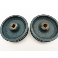 lot of 2 6" x 2" Cast Iron V-Groove Wheel w/ Roller Bearing for Angle Iron Track