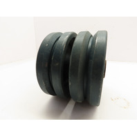lot of 2 6" x 2" Cast Iron V-Groove Wheel w/ Roller Bearing for Angle Iron Track