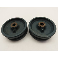 lot of 2 6" x 2" Cast Iron V-Groove Wheel w/ Roller Bearing for Angle Iron Track