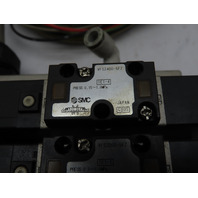 SMC VFS2100 2200 2400 2600-5FZ Pneumatic 9-Valve Bank 24vdc Coils 1/4" Npt Ports