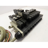 SMC VFS2100 2200 2400 2600-5FZ Pneumatic 9-Valve Bank 24vdc Coils 1/4" Npt Ports