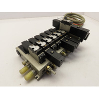 SMC VFS2100 2200 2400 2600-5FZ Pneumatic 9-Valve Bank 24vdc Coils 1/4" Npt Ports