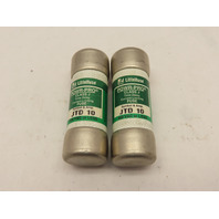 Lot of 2 good used LITTELFUSE JTD 10  CLASS J 600VAC TIME DELAY FUSES