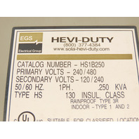 EGS HS1B250 Hevi-Duty 3R Transformer .250 KVA 240/480V-120/240V 1PH NEW