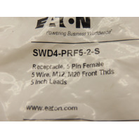 QTY 10 Eaton SWD4-PRF5-2-S Receptacle 5-Pin Female 5 Wire M12 M20 Front Threads