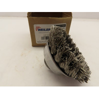 WEILER 3-1/2" Knot .023" SS Stainless Steel Wire Cup Brush 5/8-11 A.H. SRA-3 USA