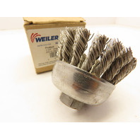 Weiler 94689 2-3/4" Cup Brush .020" Knotted Stainless Steel Wire 5/8"-11 SRA-2