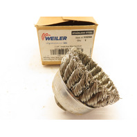 Weiler 13258 2-3/4" Single Row Knot Wire Cup Brush .020" Stainless Steel 5/8"-11