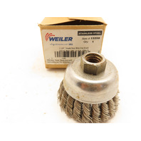 Weiler 13258 2-3/4" Single Row Knot Wire Cup Brush .020" Stainless Steel 5/8"-11