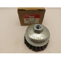 Weiler 36244 Wolverine 4 Knot Wire Cup Brush 0.025 Steel Fill 5/8-11 UNC Nut