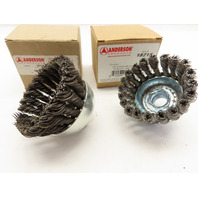QTY 2 Anderson Product 18215 2 3/4" Hurricane Single Row .020" Wire Cup Brushes