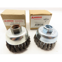 QTY 2 Anderson Product 18215 2 3/4" Hurricane Single Row .020" Wire Cup Brushes