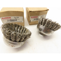 QTY 2 ANDERSON 17165 2 3/4" .020 SS WIRE SINGLE ROW KNOT CUP BRUSHES