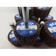 Box of 10 MERIT 08834137340 Mounted Flap Wheels 1-1/2"x 1" 60 Grit 1/4" Shank