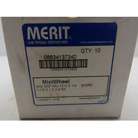 Box of 10 MERIT 08834137340 Mounted Flap Wheels 1-1/2"x 1" 60 Grit 1/4" Shank