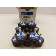 Box of 10 MERIT 08834137340 Mounted Flap Wheels 1-1/2"x 1" 60 Grit 1/4" Shank