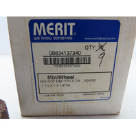 Box of 9 MERIT 08834137340 Mounted Flap Wheels 1-1/2"x 1" 60 Grit 1/4" Shank