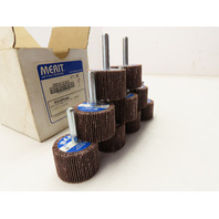 Box of 9 MERIT 08834137340 Mounted Flap Wheels 1-1/2"x 1" 60 Grit 1/4" Shank