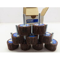 Box of 9 MERIT 08834137340 Mounted Flap Wheels 1-1/2"x 1" 60 Grit 1/4" Shank