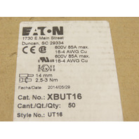 Eaton XBUT16 Box of (50) Terminal Blocks 600v 85a 16-4 Awg 14mm 2.5-3Nm UT16 New