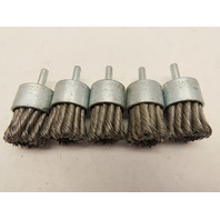 QTY 5 Weiler 10032 1-1/8-Inch Heavy Duty Knot Wire End Brush .020" SS Fill