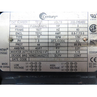 Century TE121 3HP 1760RPM 182T Frame 3PH 208-230/460V TEFC Invertor Duty Motor