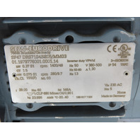 SEW-EURODRIVE 29:1 Gear Motor 1/2 .5Hp 9.7-48RPM Brake Inverter