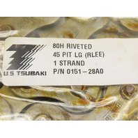 Tsubaki RS80H 80H Riveted Steel Roller Chain 1" Pitch 45 Links 45 Inches