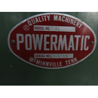 Powermatic Model 81 Heavy Duty 20" Vertical Bandsaw Saw Woodworking Machine