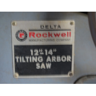 Rockwell Delta 12/14" Tilting Arbor Table Saw 7-1/2 7.5Hp Biesemeyer Rip Fence