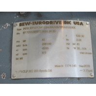 Sew PO32 KF107CM112H/BR/HR/TF/AS1H/KK 529.3:1 Ratio 8.5RPM 41Hp 400V Gear Motor