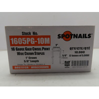 Spotnail 1605PG-10M Wide Crown Staples 16Ga Galv Chisel Point 1"Crown 5/8"Long