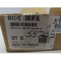 (Box of 25] 3/4 x 2-1/2 Steel Conduit Nipple Galvanized Threaded Made In Canada