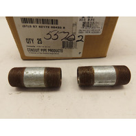 (Box of 25] 3/4 x 2-1/2 Steel Conduit Nipple Galvanized Threaded Made In Canada