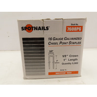 Spotnail 7608PG Medium Crown Staples 16Ga Galv Chisel Point 1/2"Crown 1"Long