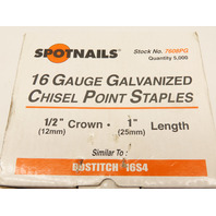 Spotnail 7608PG Medium Crown Staples 16Ga Galv Chisel Point 1/2"Crown 1"Long