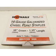 Spotnail 7612PG Staples 16Ga Galv Chisel Point 1/2"Crown 1-1/2"Long 5000 staples
