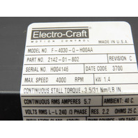 Electro-Craft 2142-01-802 F-4030-Q-H00AA Servo Motor 4000max RPM 0-267Freq 1.4Kw