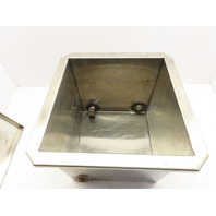 7-1/2 Gal 12"x12"x12" 18 Ga SS Open Top Tank Tub Vat w/Lid  NPT Ports