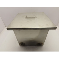 7-1/2 Gal 12"x12"x12" 18 Ga SS Open Top Tank Tub Vat w/Lid  NPT Ports
