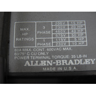 Allen-Bradley 100-A60N*3 Motor Starter 23-75A Overload Relay 120v Coil