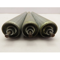 Qty 3 Hytrol Gravity Conveyor Rollers 1-3/8"OD 16"BF 1/4" Round Axle Galvanized