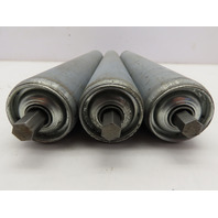 Qty 3 Hytrol Gravity Conveyor Rollers 1.9"OD 15"BF 7/16" Hex Axle Galvanized