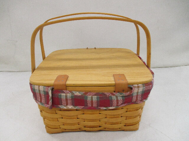 LONGABERGER CLASSIC BASKET SMALL PICNIC ORCHARD PARK PLAID LINER