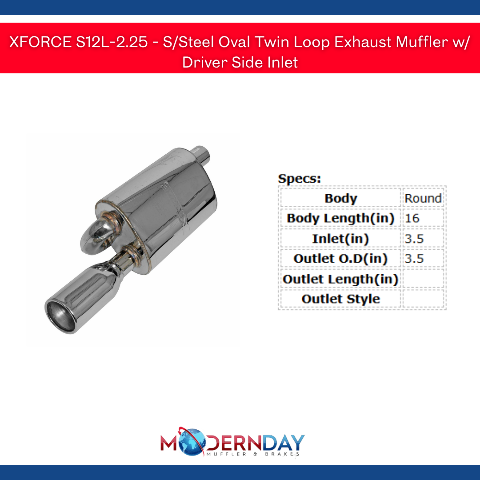 【新品未使用】ollun bicolor volume muffler XFORCE S12L-2.25 Stainless Steel Oval Twin Loop Exhaust Muffler w