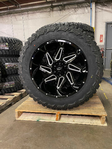 22x12 Vision Spyder Black Wheels 37 MT Tires Package 5x5 Jeep
