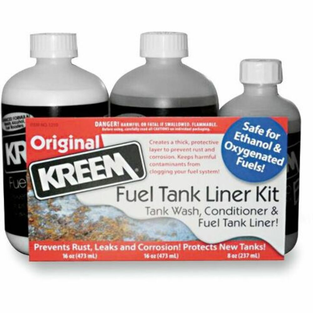 Kreem Combo Kit Gas Fuel Tank Sealer Liner Motorcycle Atv Rust Coating Prep Seal